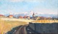 Crissier, vue des Alpes par Charles Egli, peintre vaudois 